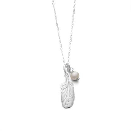 Silberkette Perle/Feder